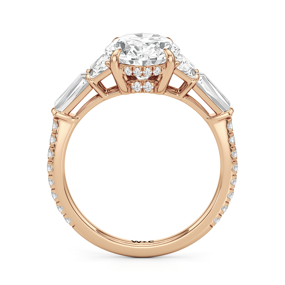 The Estelle Ring with Oval Cut Diamond in 14KT Rose Gold view 2
