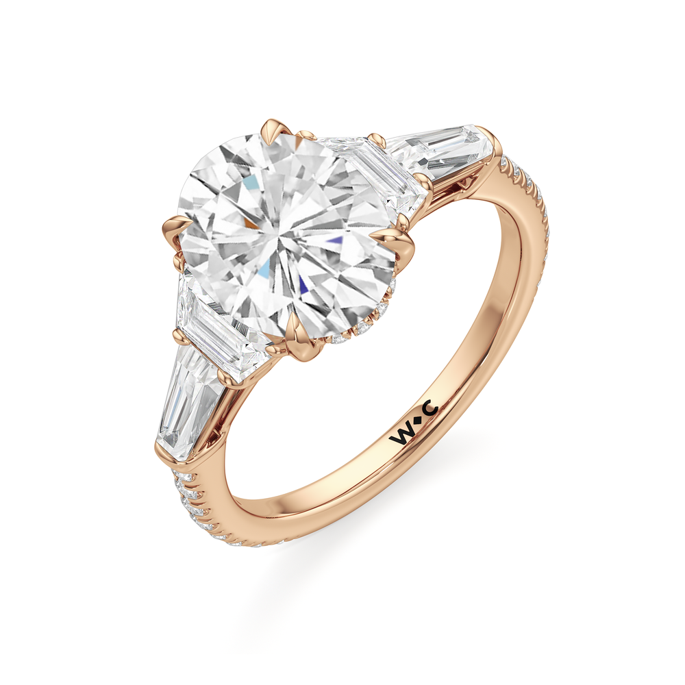 The Estelle Ring with Oval Cut Diamond in 14KT Rose Gold view 3
