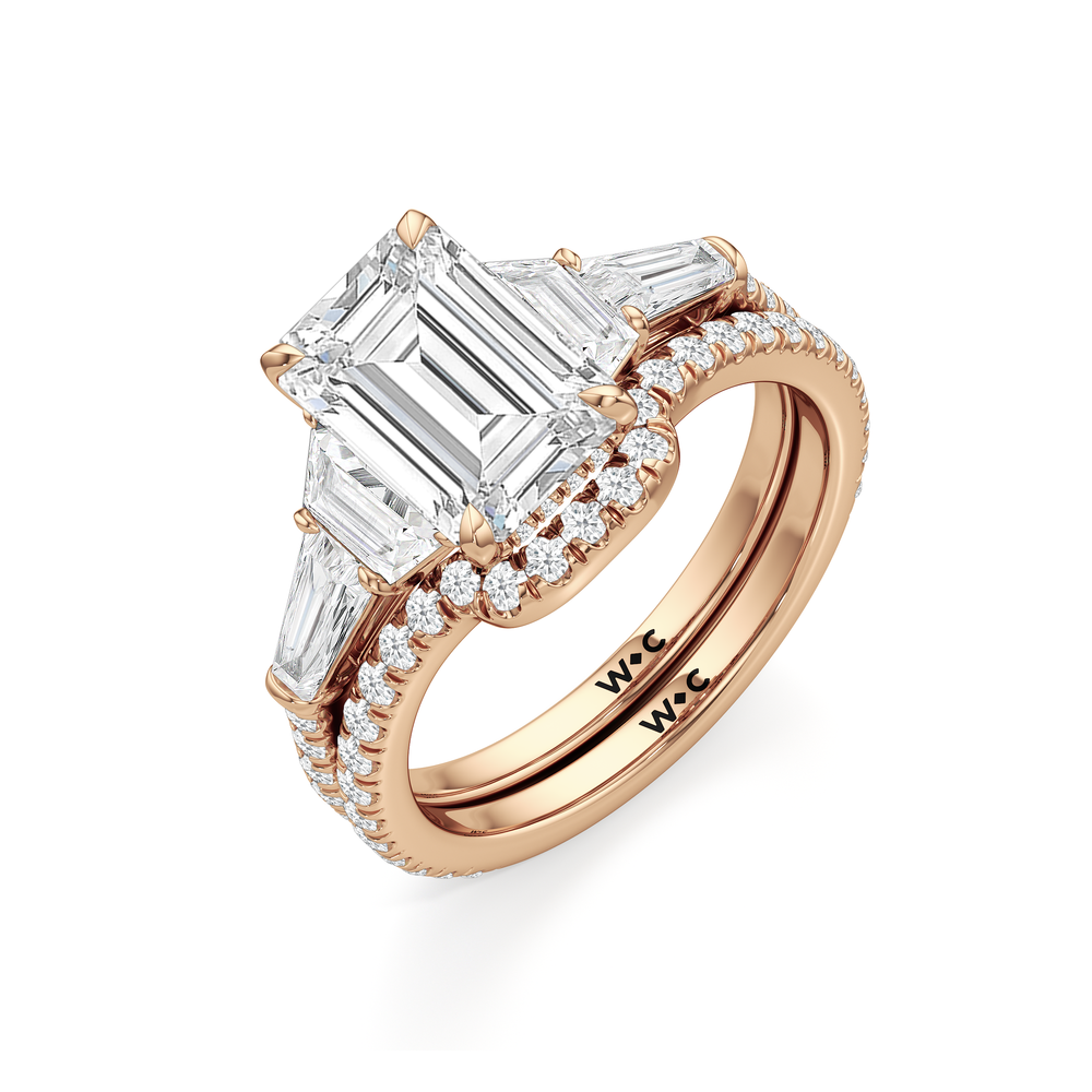 The Estelle Diamond Wedding Band with 18KT Rose Gold Cut Diamond in 14KT Rose Gold view 3
