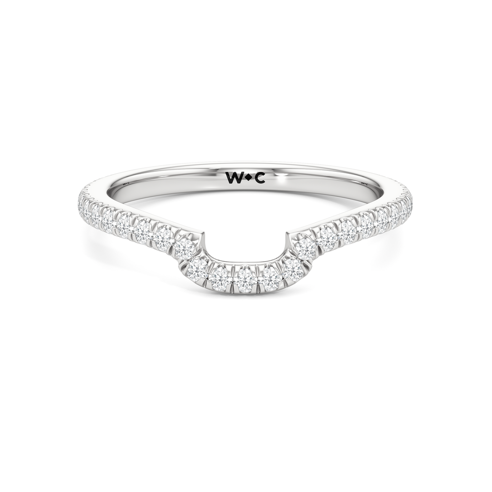The Estelle Diamond Wedding Band with Platinum Cut Diamond in 14KT Platinum view 1
