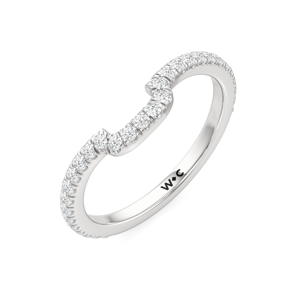 The Estelle Diamond Wedding Band with Platinum Cut Diamond in 14KT Platinum view 4
