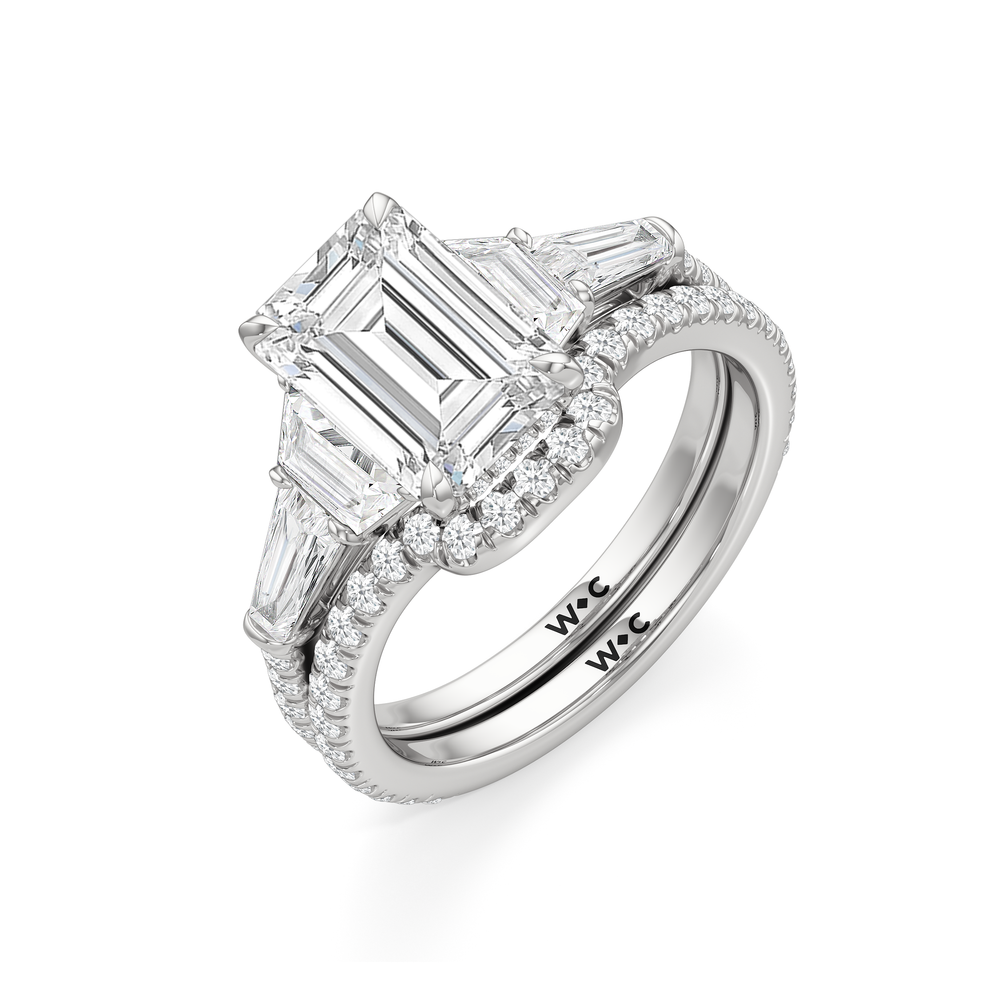 The Estelle Ring with Emerald Cut Diamond in 14KT Platinum view 4
