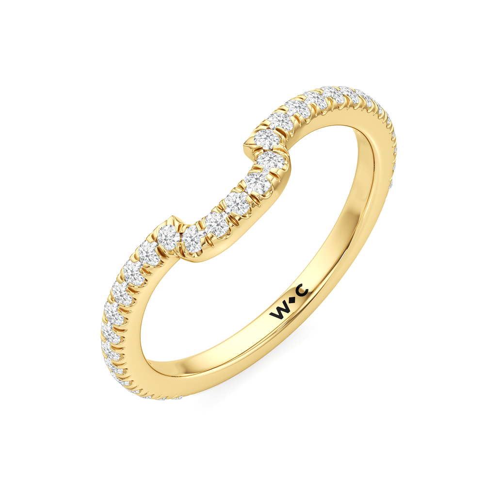 The Estelle Diamond Wedding Band with 18KT Yellow Gold Cut Diamond in 14KT Yellow Gold view 4
