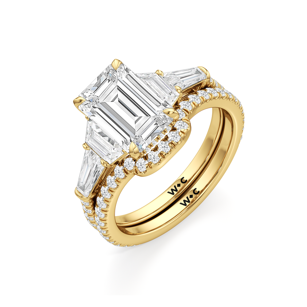 The Estelle Diamond Wedding Band with 18KT Yellow Gold Cut Diamond in 14KT Yellow Gold view 3
