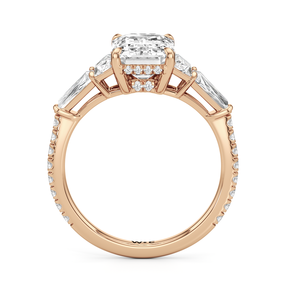 The Estelle Ring with Emerald Cut Diamond in 14KT Rose Gold view 2
