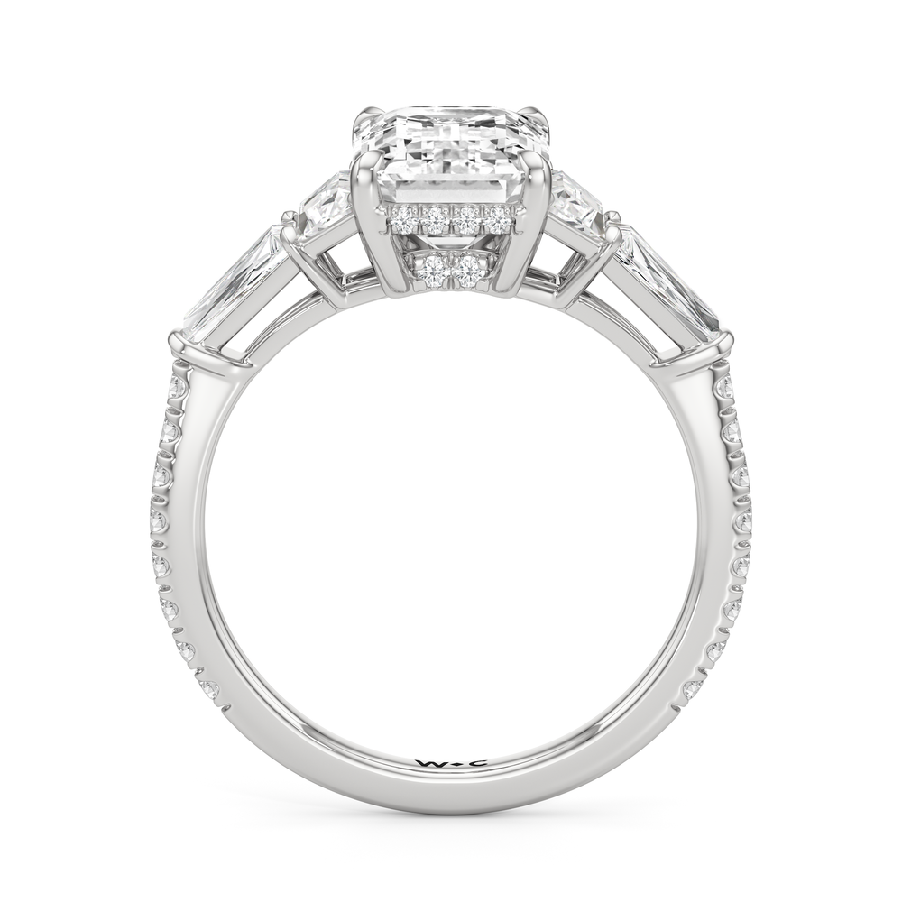 The Estelle Ring with Emerald Cut Diamond in 14KT Platinum view 2

