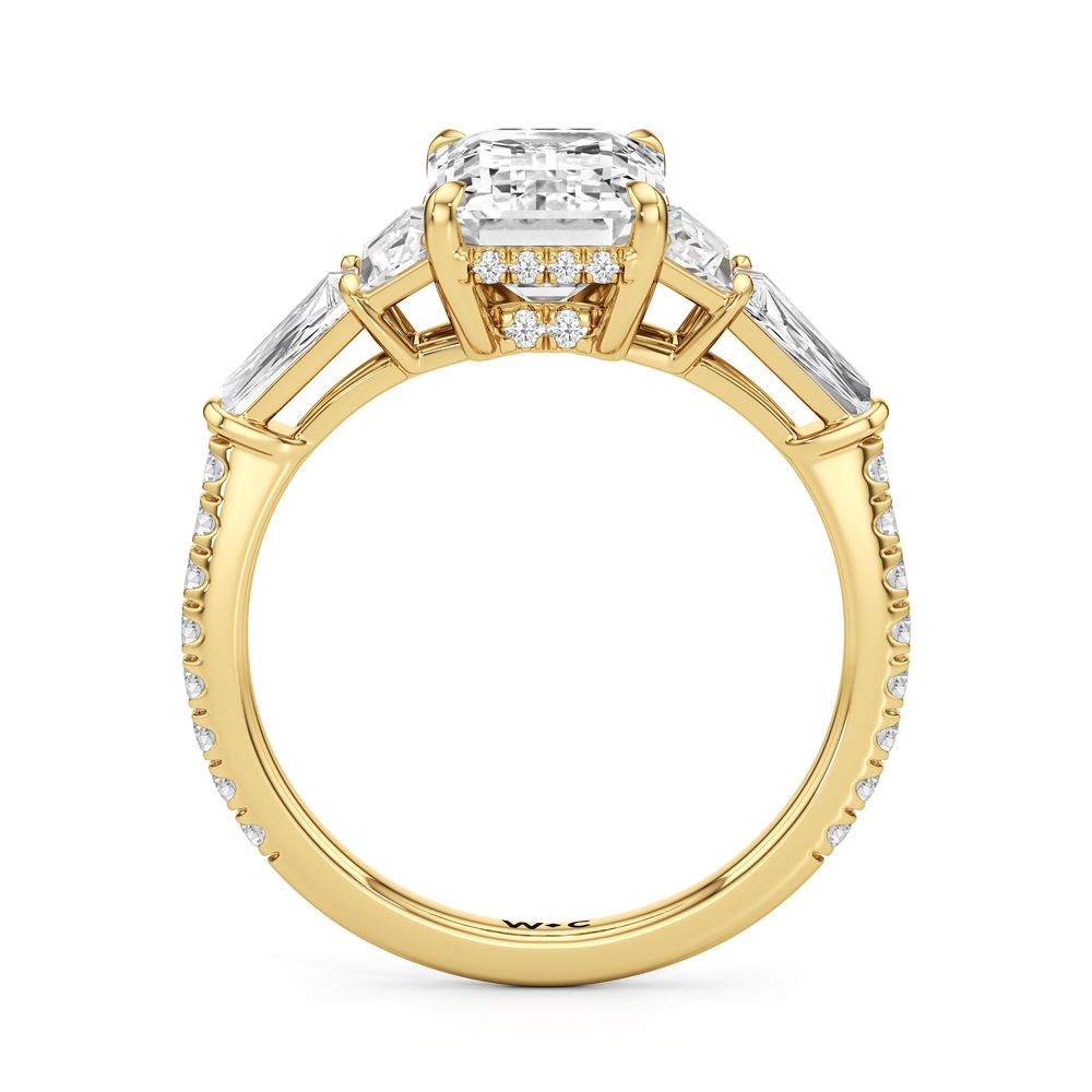 The Estelle Ring with Emerald Cut Diamond in 14KT Yellow Gold view 2
