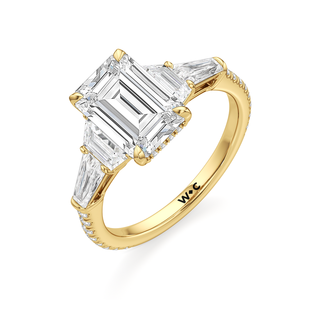 The Estelle Ring with Emerald Cut Diamond in 14KT Yellow Gold view 3
