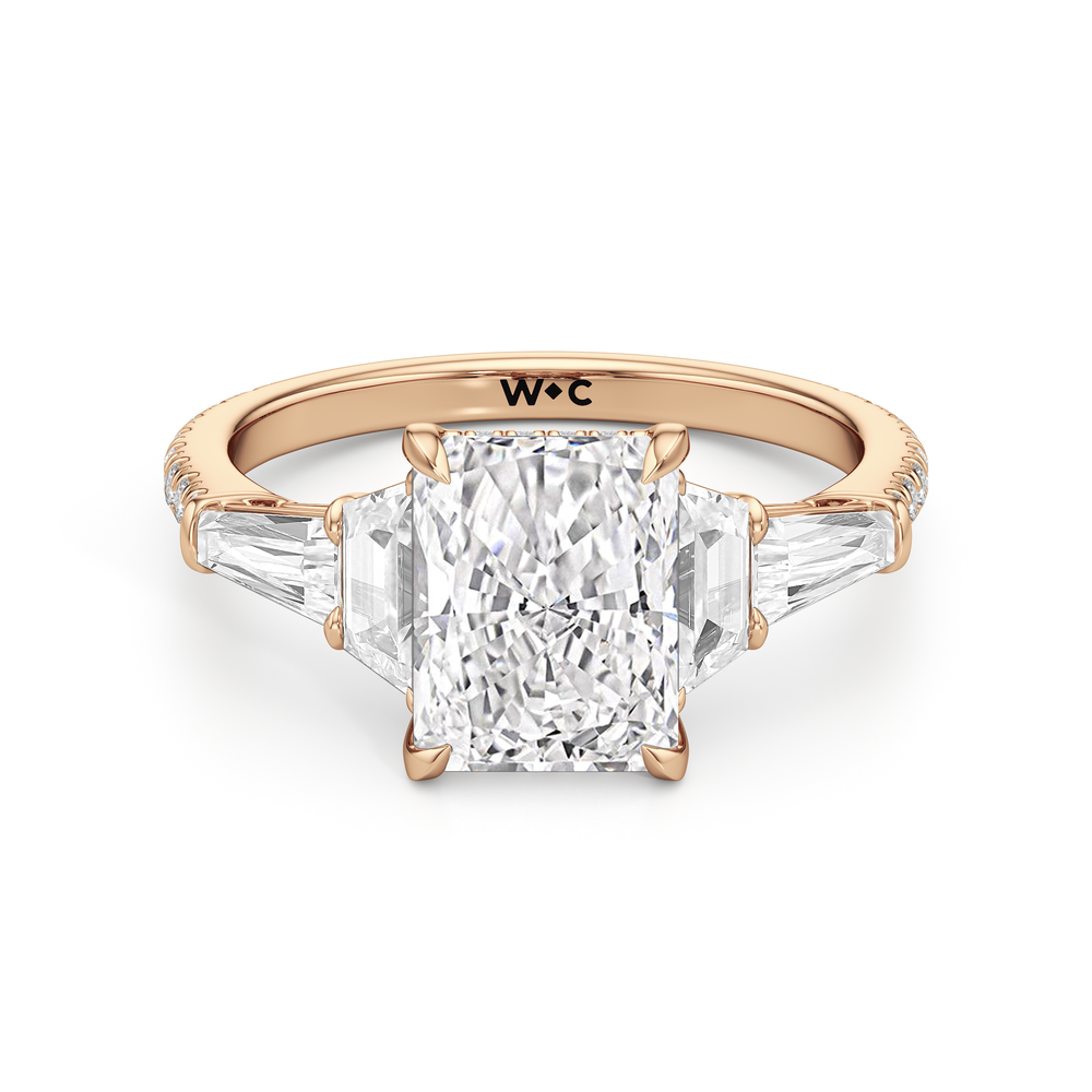 The Estelle Ring with Radiant Cut Diamond in 14KT Rose Gold view 1
