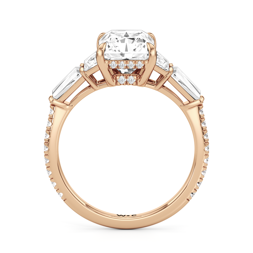 The Estelle Ring with Radiant Cut Diamond in 14KT Rose Gold view 2
