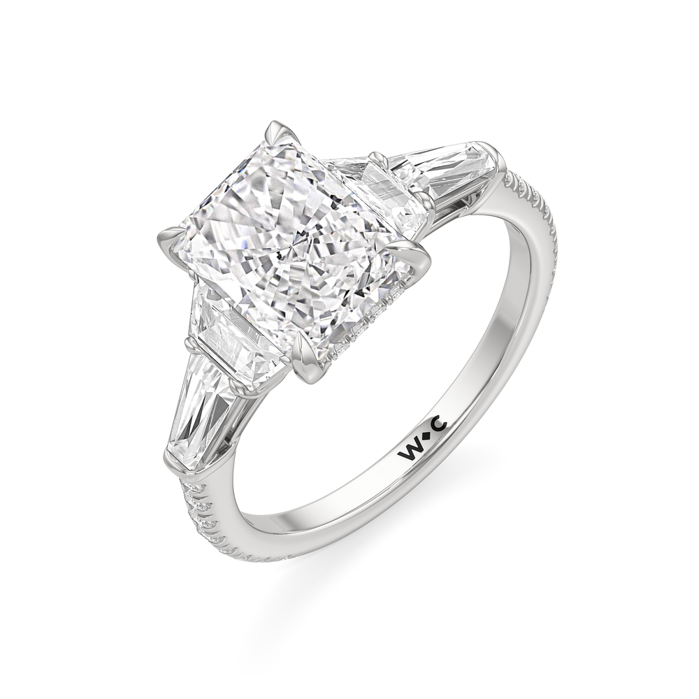 The Estelle Ring with Radiant Cut Diamond in 14KT Platinum view 3
