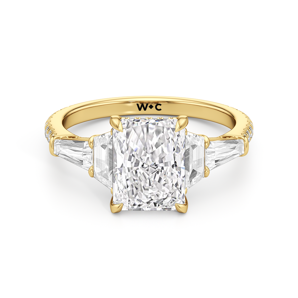 The Estelle Ring with Radiant Cut Diamond in 14KT Yellow Gold view 1
