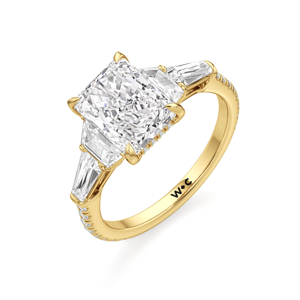 The Estelle Ring with Radiant Cut Diamond in 14KT Yellow Gold view 3
