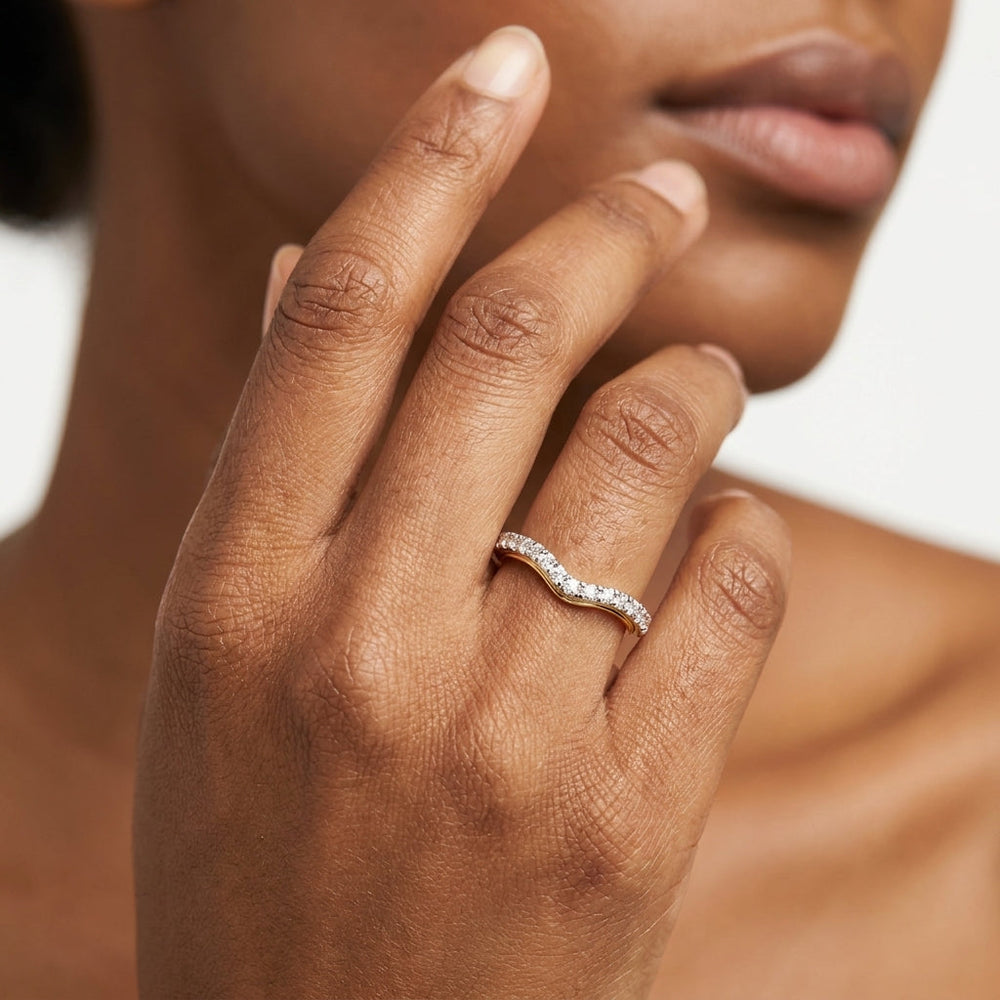 The Royale Diamond Wedding Band with Platinum Cut Diamond in 14KT Platinum view 3
