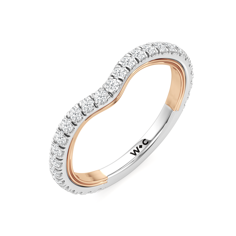 The Royale Diamond Wedding Band with 18KT White & Rose Gold Cut Diamond in 14KT White & Rose Gold view 6
