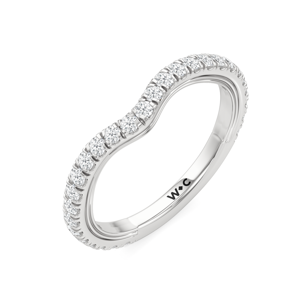 The Royale Diamond Wedding Band with Platinum Cut Diamond in 14KT Platinum view 6
