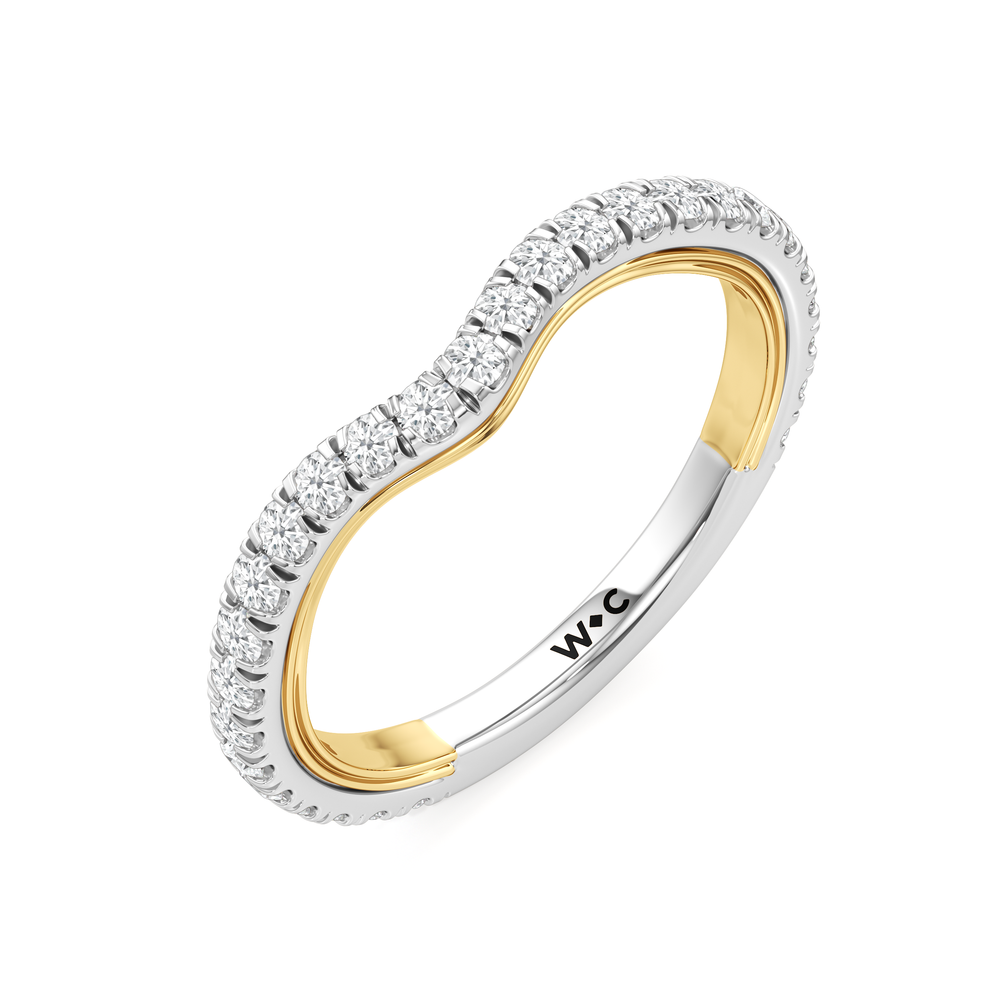 The Royale Diamond Wedding Band with 18KT White & Yellow Gold Cut Diamond in 14KT White & Yellow Gold view 6
