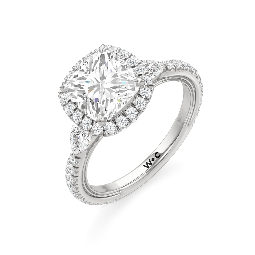 Cushion Cut The Royale Ring with Lab Grown Diamond in 14KT Platinum view 7
