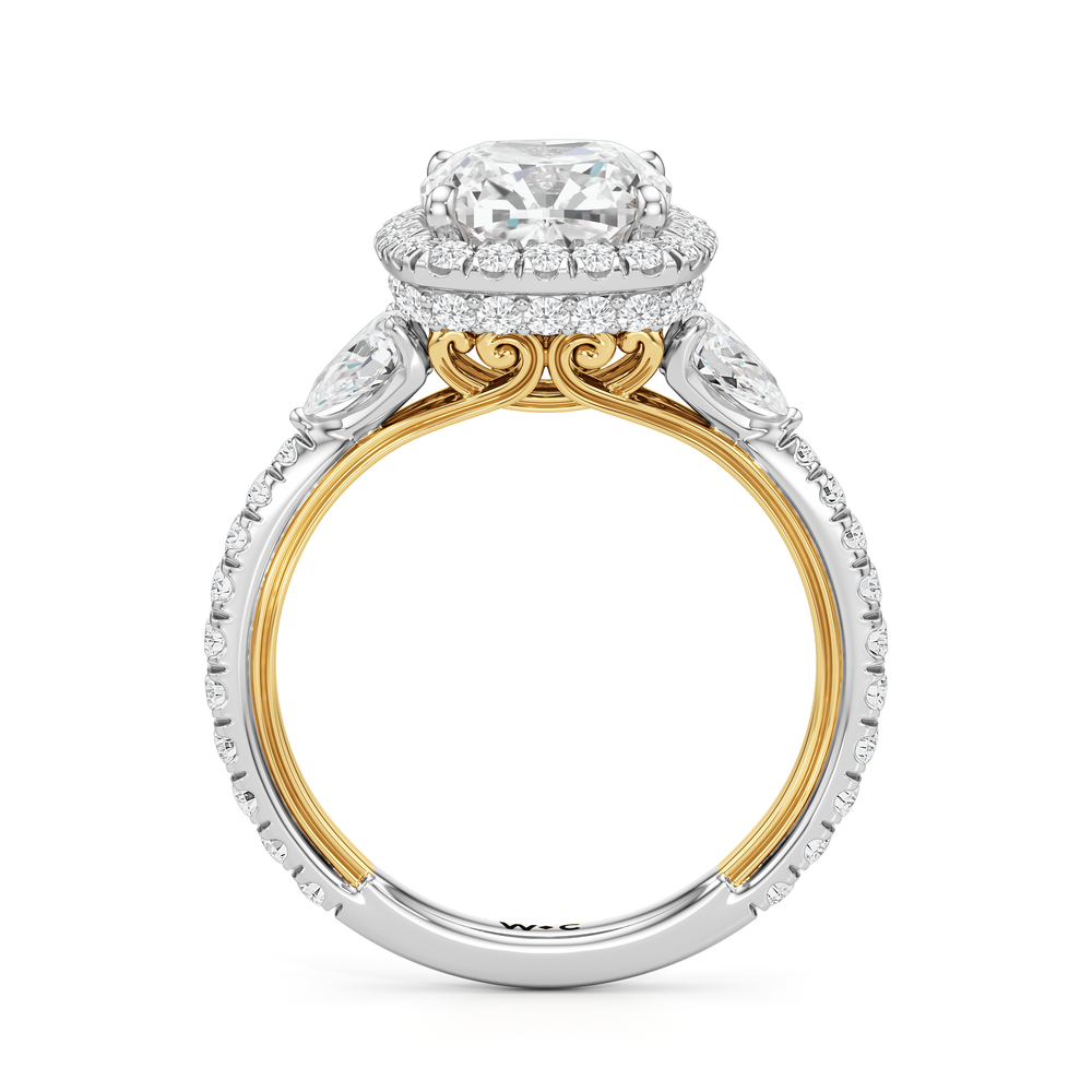 Cushion Cut The Royale Ring with Lab Grown Diamond in 14KT White & Yellow Gold view 6

