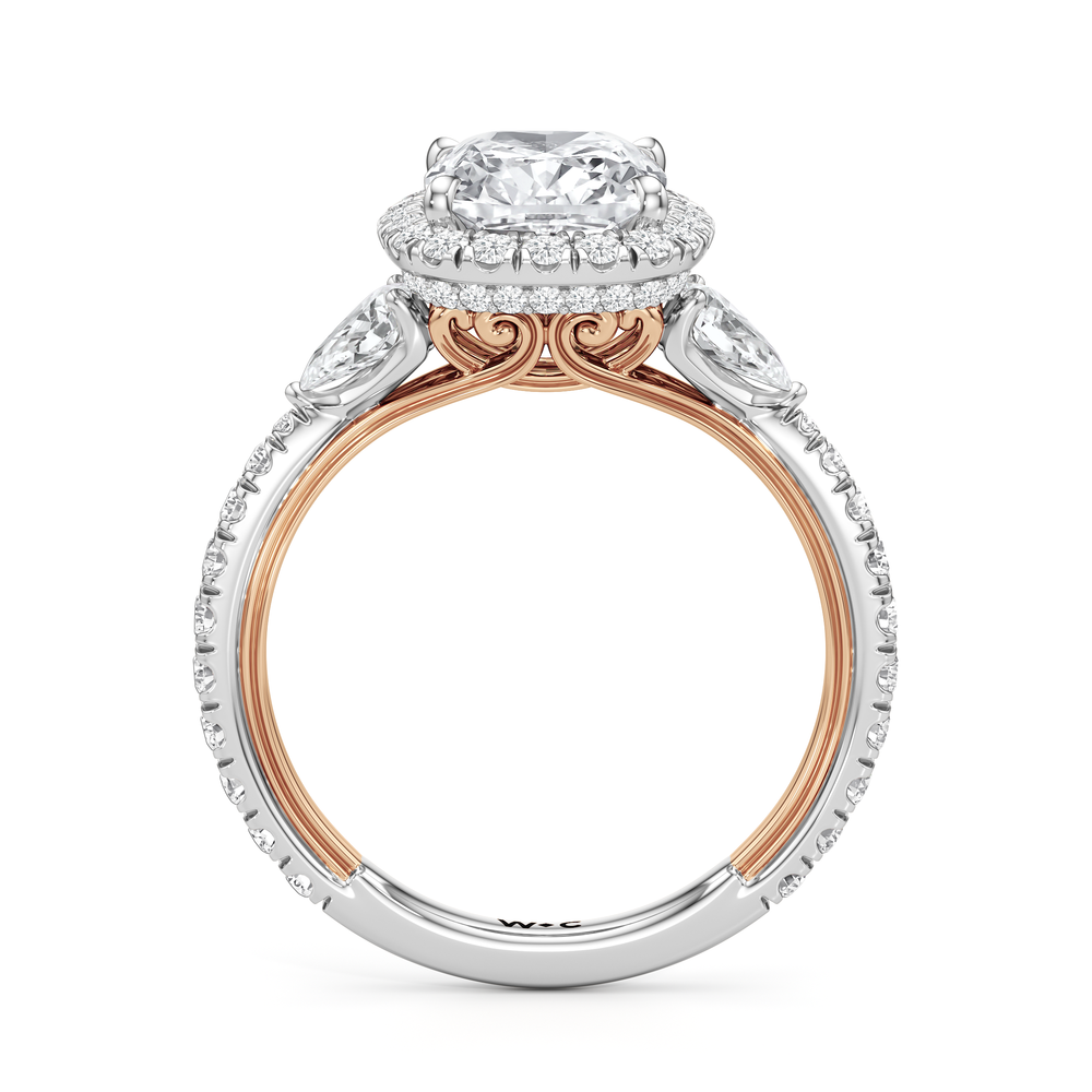 Elongated Cushion Cut The Royale Ring with Lab Grown Diamond in 14KT White & Rose Gold view 6
