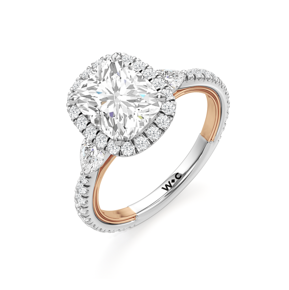Elongated Cushion Cut The Royale Ring with Lab Grown Diamond in 14KT White & Rose Gold view 7
