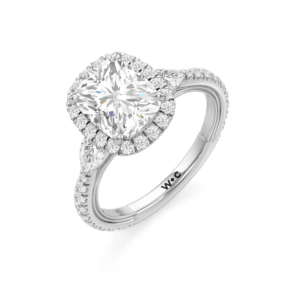 Elongated Cushion Cut The Royale Ring with Lab Grown Diamond in 14KT Platinum view 7
