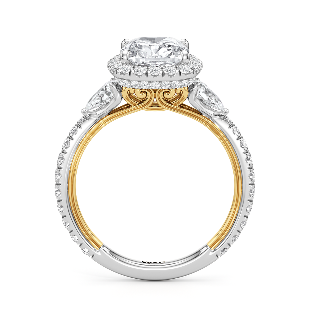 Elongated Cushion Cut The Royale Ring with Lab Grown Diamond in 14KT White & Yellow Gold view 6
