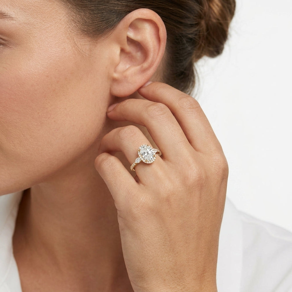 Round Cut The Royale Ring with Lab Grown Diamond in 14KT White & Rose Gold view 4
