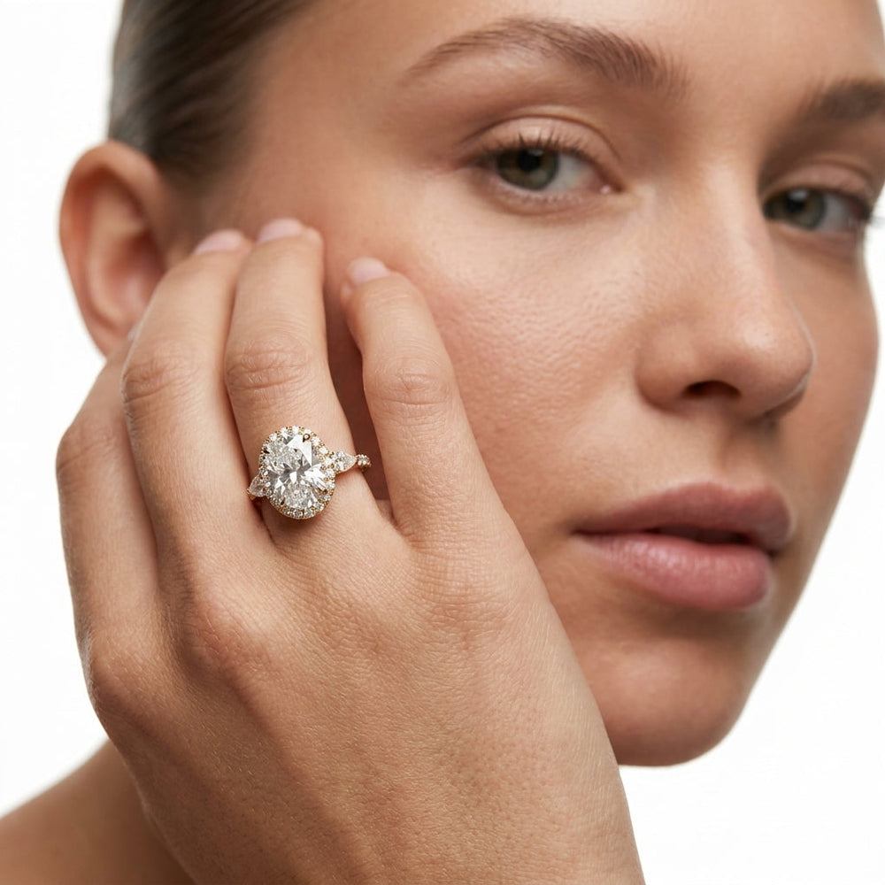 Cushion Cut The Royale Ring with Lab Grown Diamond in 14KT White & Rose Gold view 5
