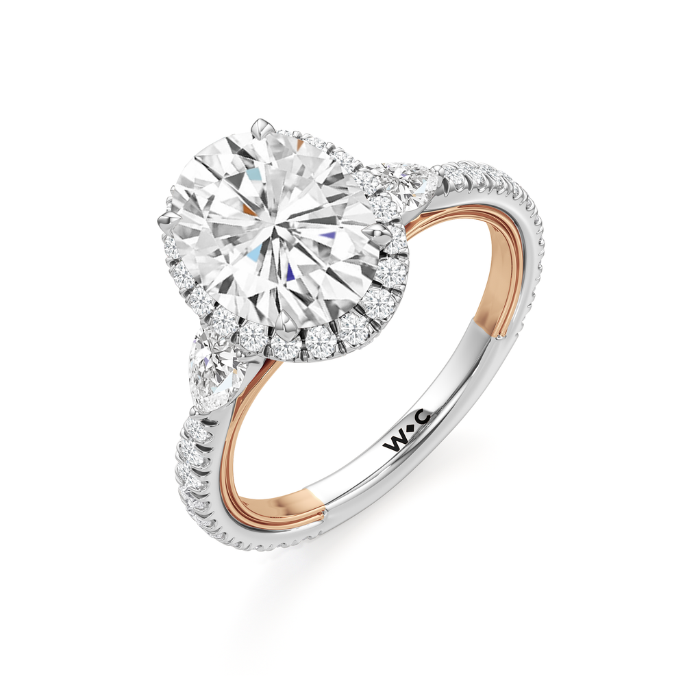 Oval Cut The Royale Ring with Lab Grown Diamond in 14KT White & Rose Gold view 7
