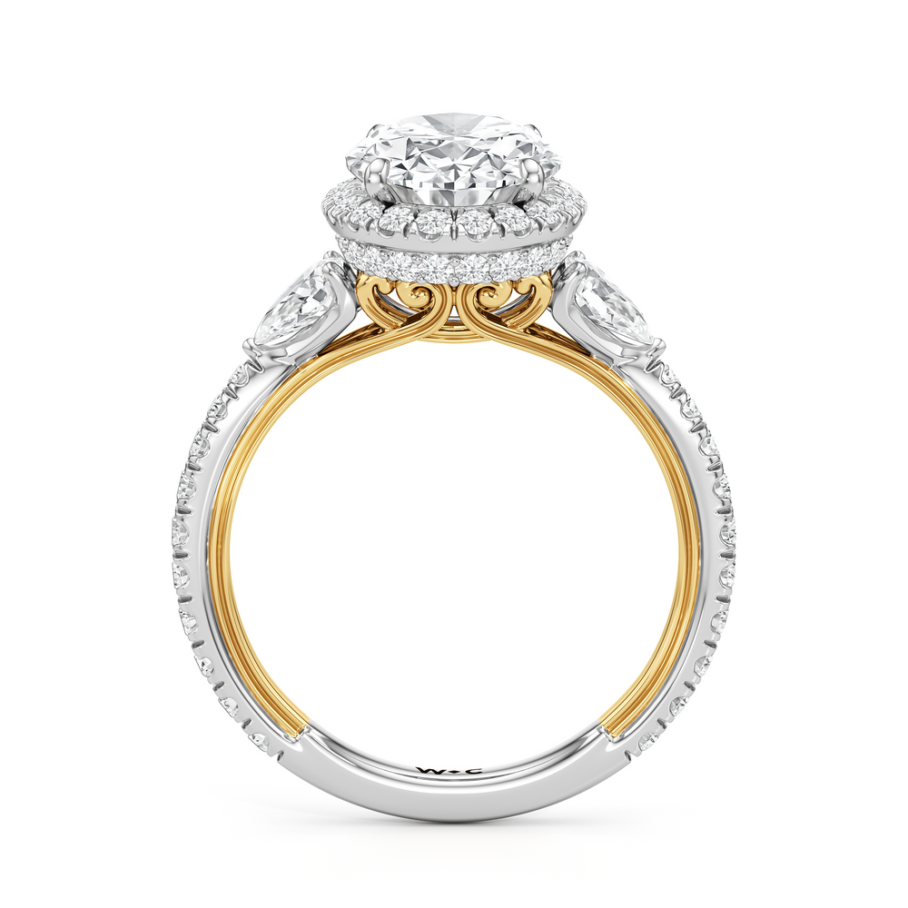 Oval Cut The Royale Ring with Lab Grown Diamond in 14KT White & Yellow Gold view 6
