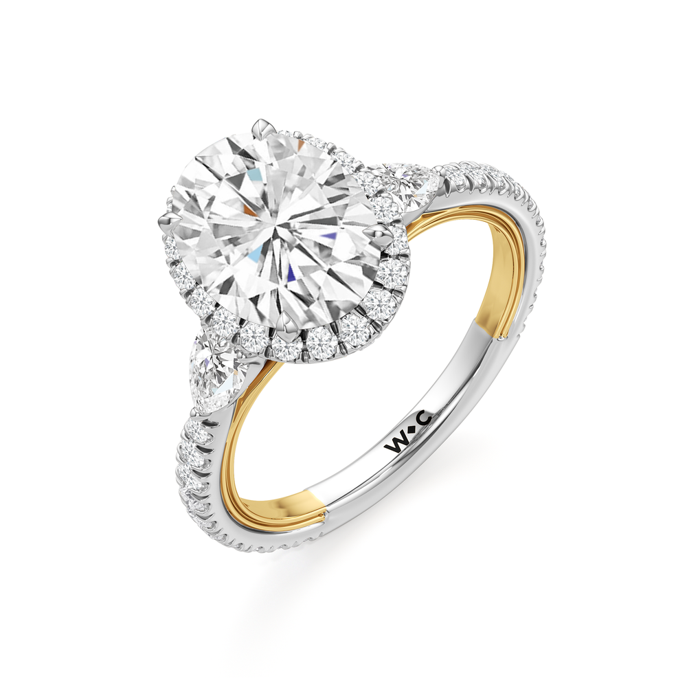 Oval Cut The Royale Ring with Lab Grown Diamond in 14KT White & Yellow Gold view 7

