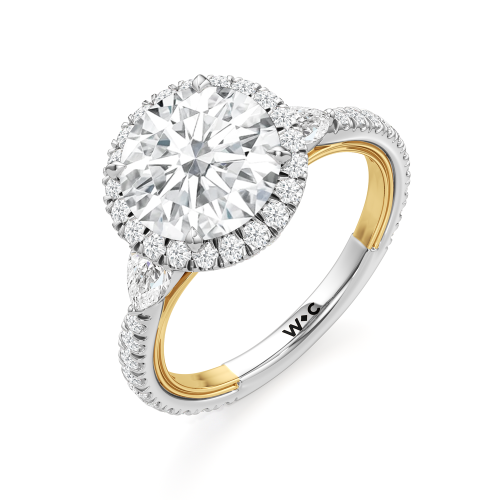 Round Cut The Royale Ring with Lab Grown Diamond in 14KT White & Yellow Gold view 7
