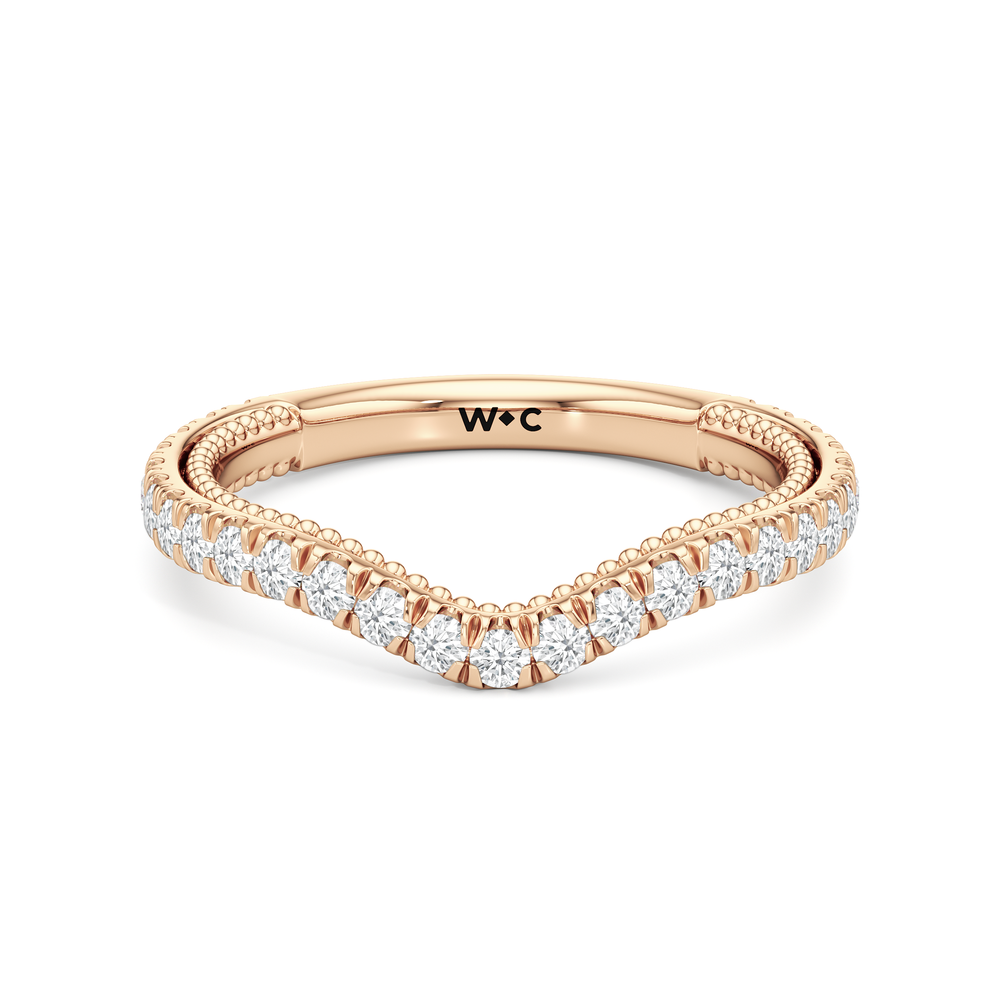 The W Summit Diamond Wedding Band with 18KT Rose Gold Cut Diamond in 14KT Rose Gold view 1
