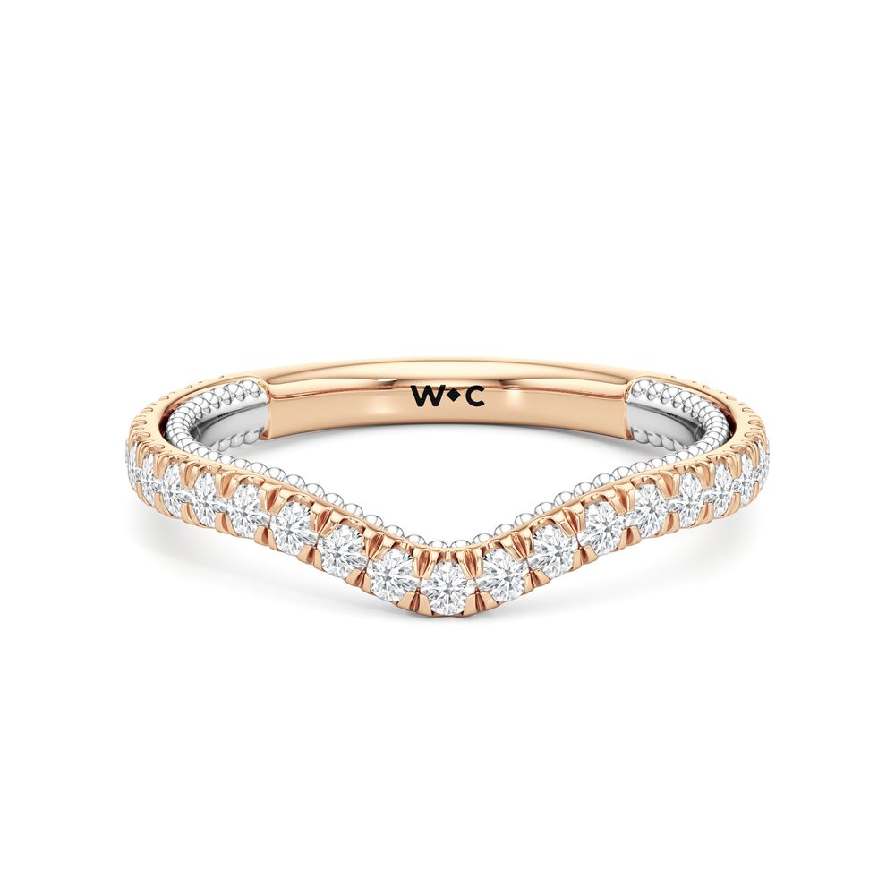 The W Summit Diamond Wedding Band with 18KT Rose Gold & Platinum Cut Diamond in 14KT Rose Gold & Platinum view 1
