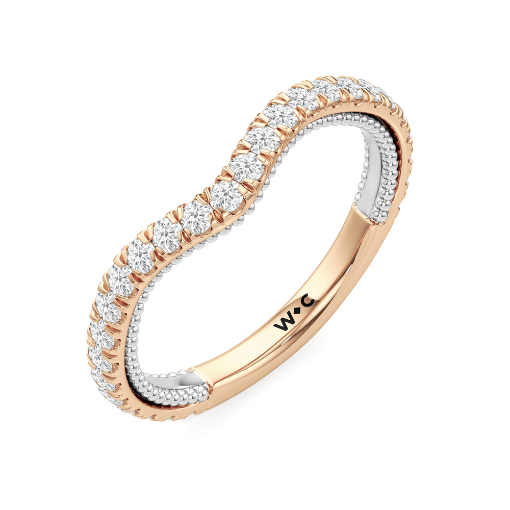 The W Summit Diamond Wedding Band with 18KT Rose Gold & Platinum Cut Diamond in 14KT Rose Gold & Platinum view 5
