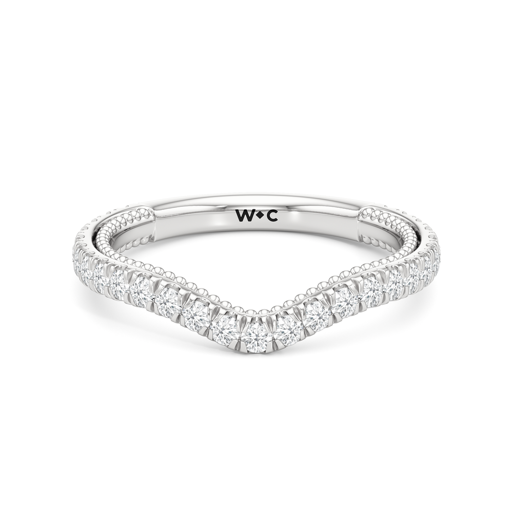The W Summit Diamond Wedding Band with Platinum Cut Diamond in 14KT Platinum view 1
