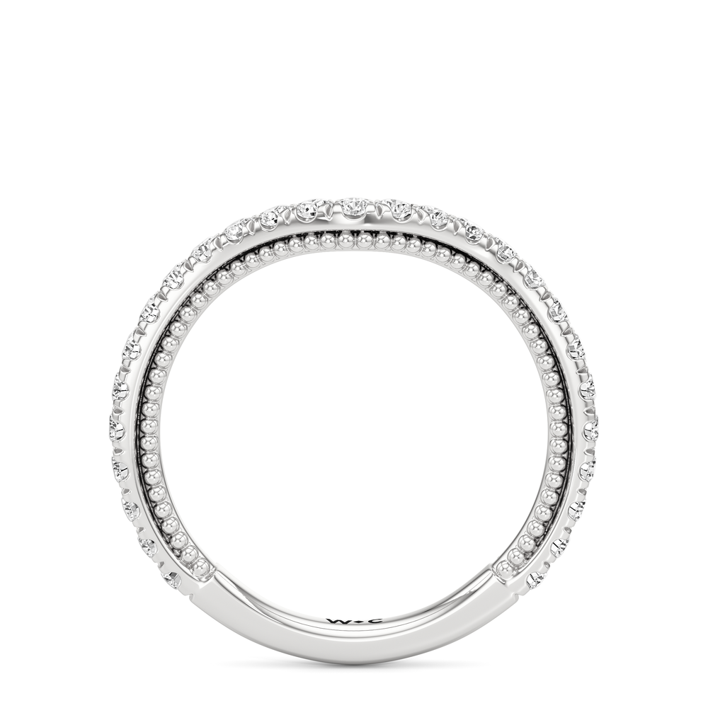 The W Summit Diamond Wedding Band with Platinum Cut Diamond in 14KT Platinum view 4

