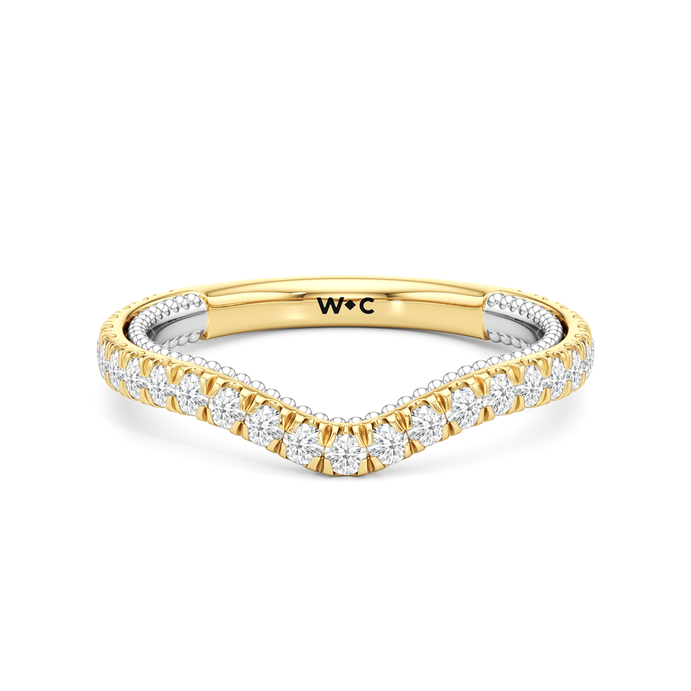 The W Summit Diamond Wedding Band with 18KT Yellow Gold & Platinum Cut Diamond in 14KT Yellow Gold & Platinum view 1
