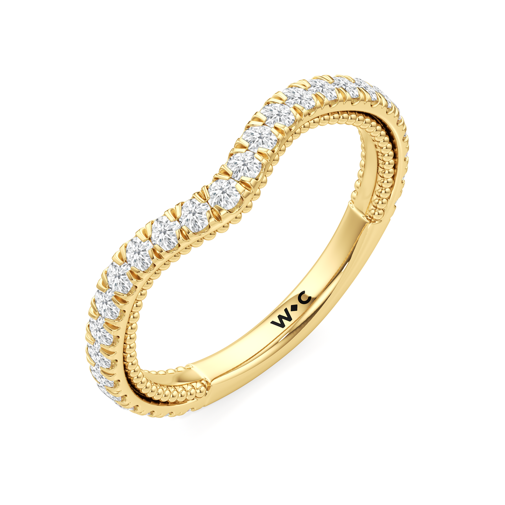 The W Summit Diamond Wedding Band with 18KT Yellow Gold Cut Diamond in 14KT Yellow Gold view 5
