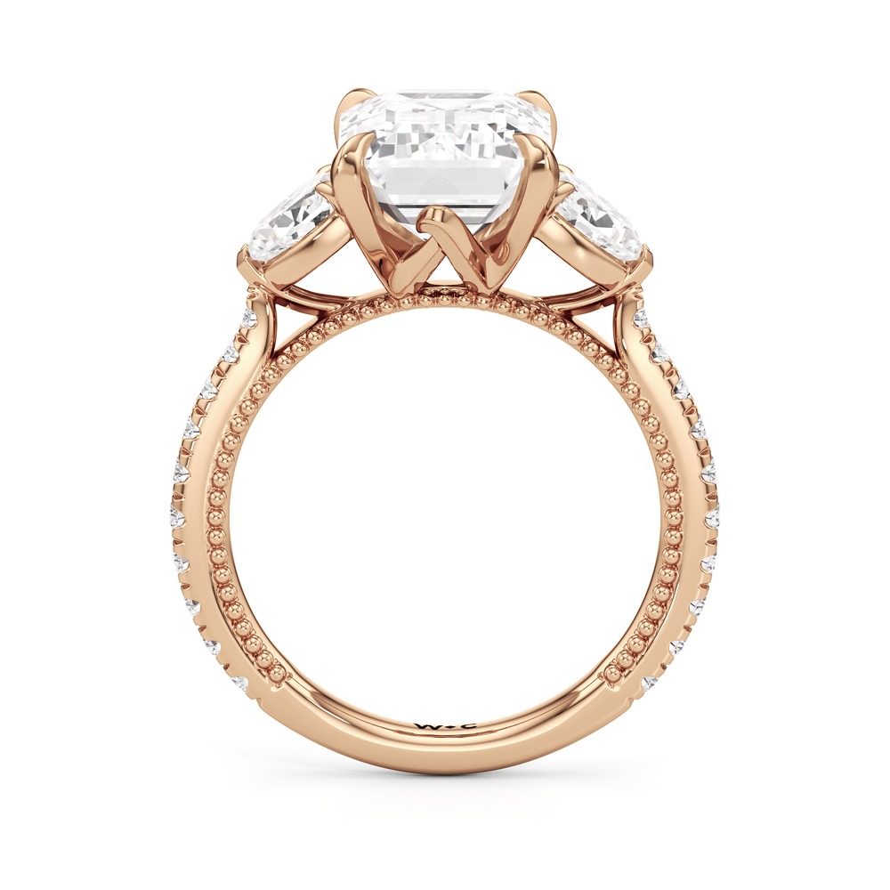 Emerald Cut The W Summit Engagement Ring with Lab Grown Diamond in 14KT Rose Gold view 6
