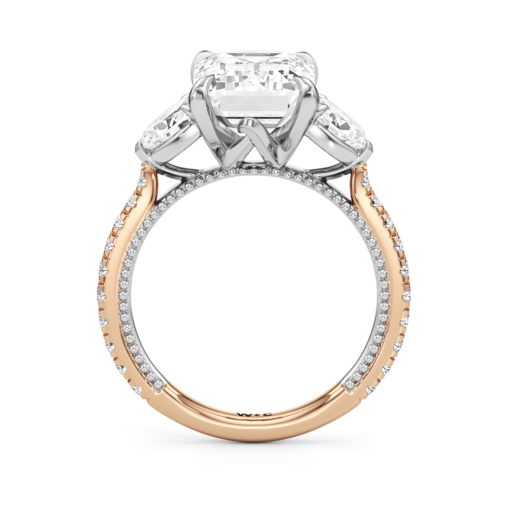Emerald Cut The W Summit Engagement Ring with Lab Grown Diamond in 14KT Rose Gold & Platinum view 6
