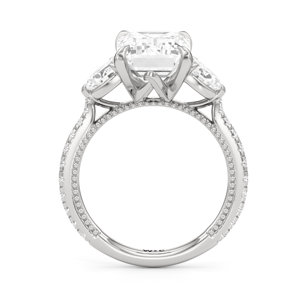Emerald Cut The W Summit Engagement Ring with Lab Grown Diamond in 14KT Platinum view 6

