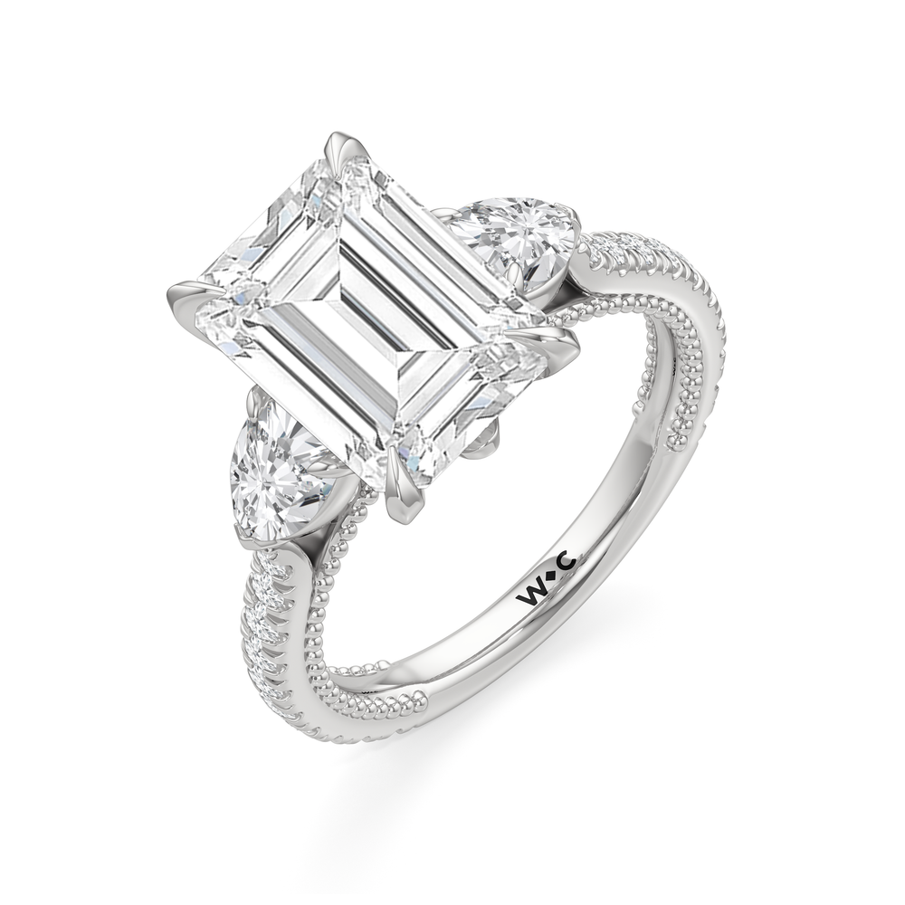 Emerald Cut The W Summit Engagement Ring with Lab Grown Diamond in 14KT Platinum view 7

