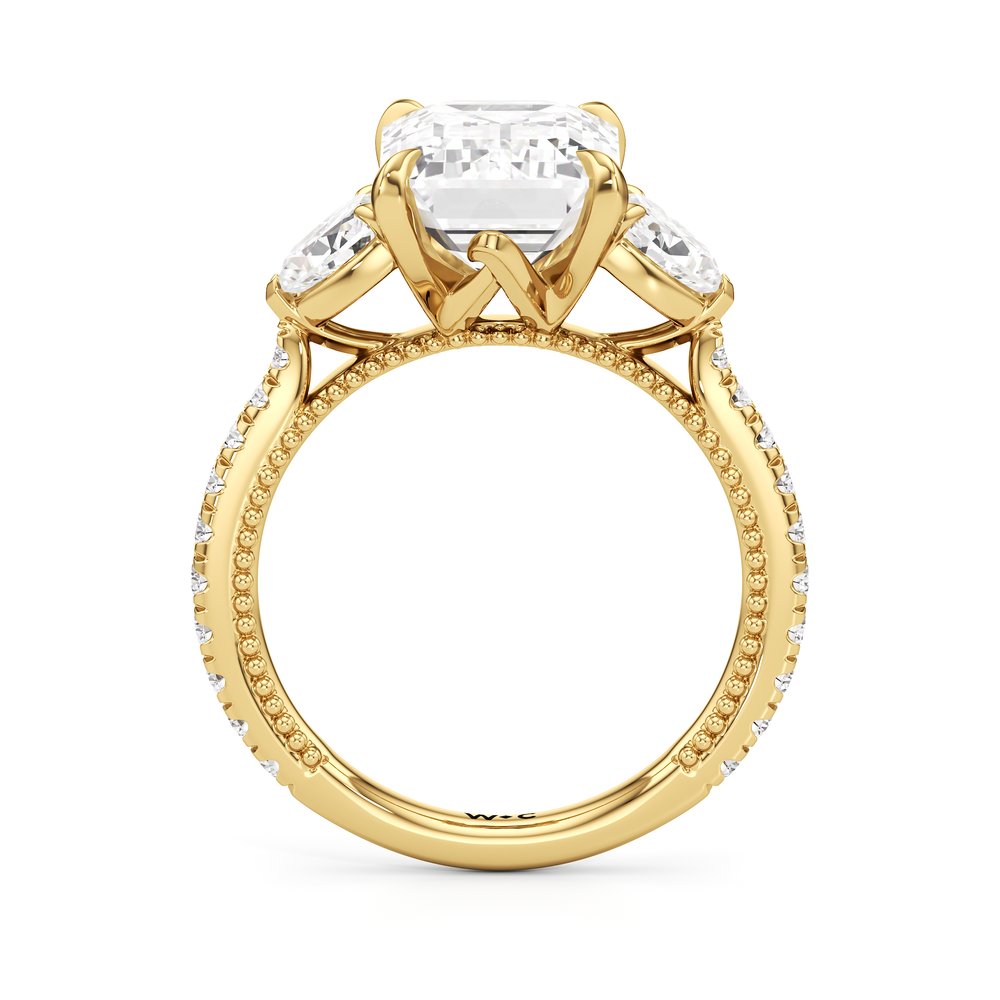 Emerald Cut The W Summit Engagement Ring with Lab Grown Diamond in 14KT Yellow Gold view 6
