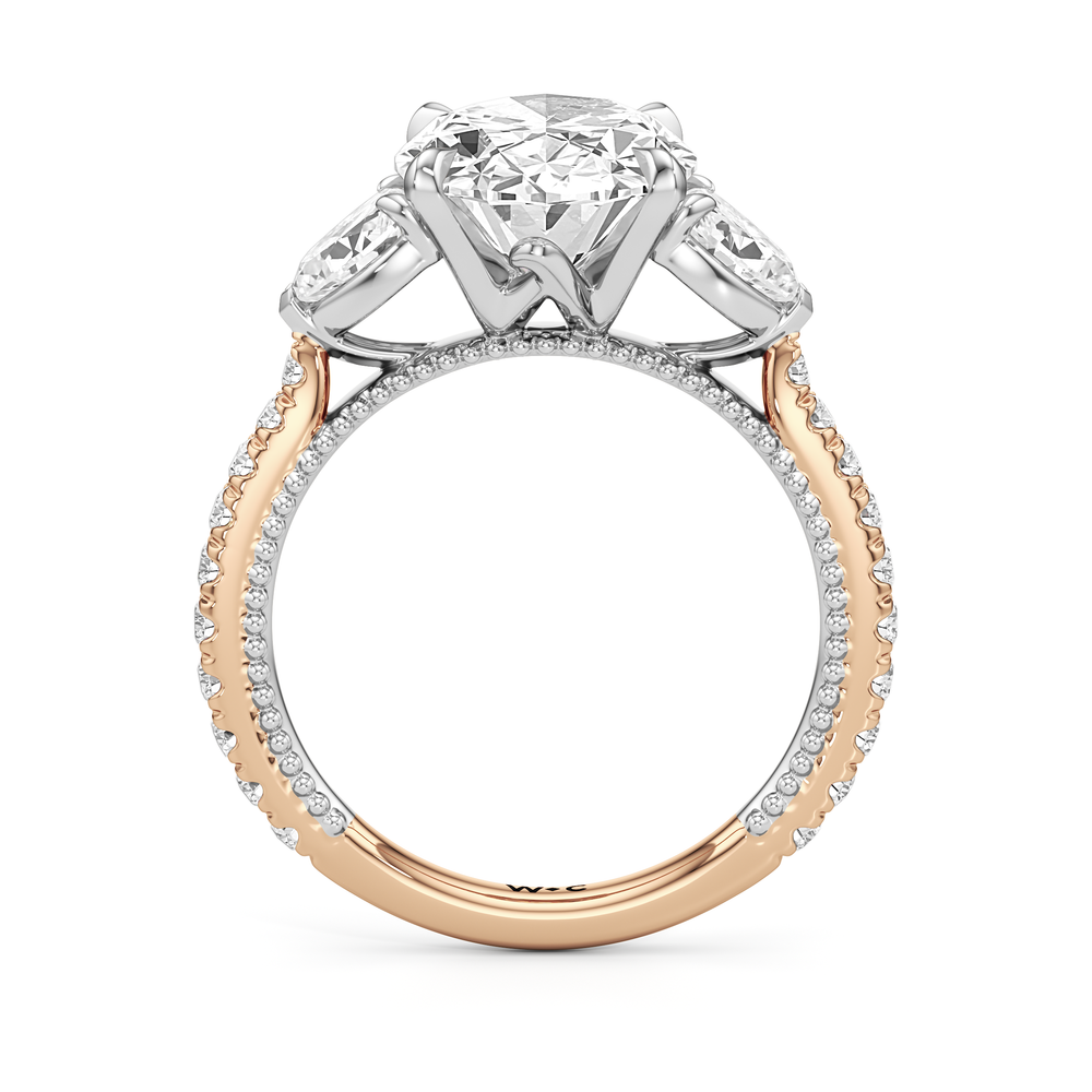 Oval Cut The W Summit Engagement Ring with Lab Grown Diamond in 14KT Rose Gold & Platinum view 6
