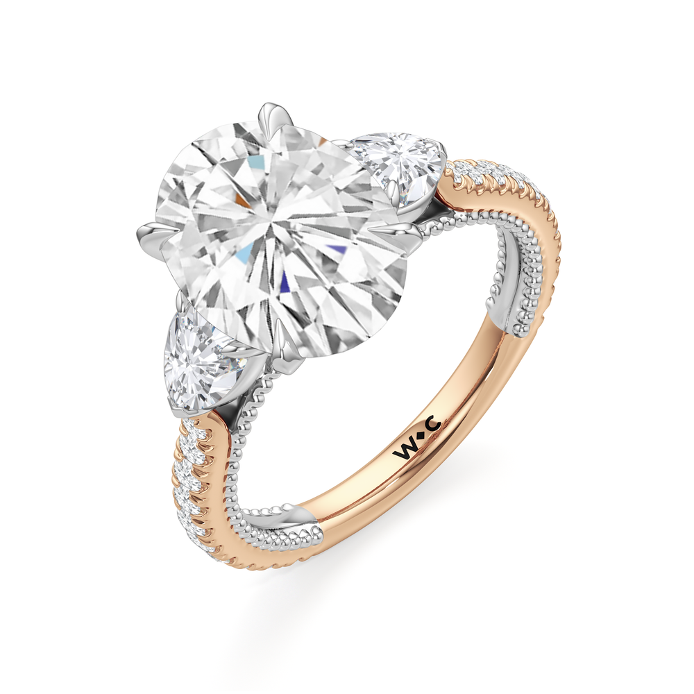 Oval Cut The W Summit Engagement Ring with Lab Grown Diamond in 14KT Rose Gold & Platinum view 7
