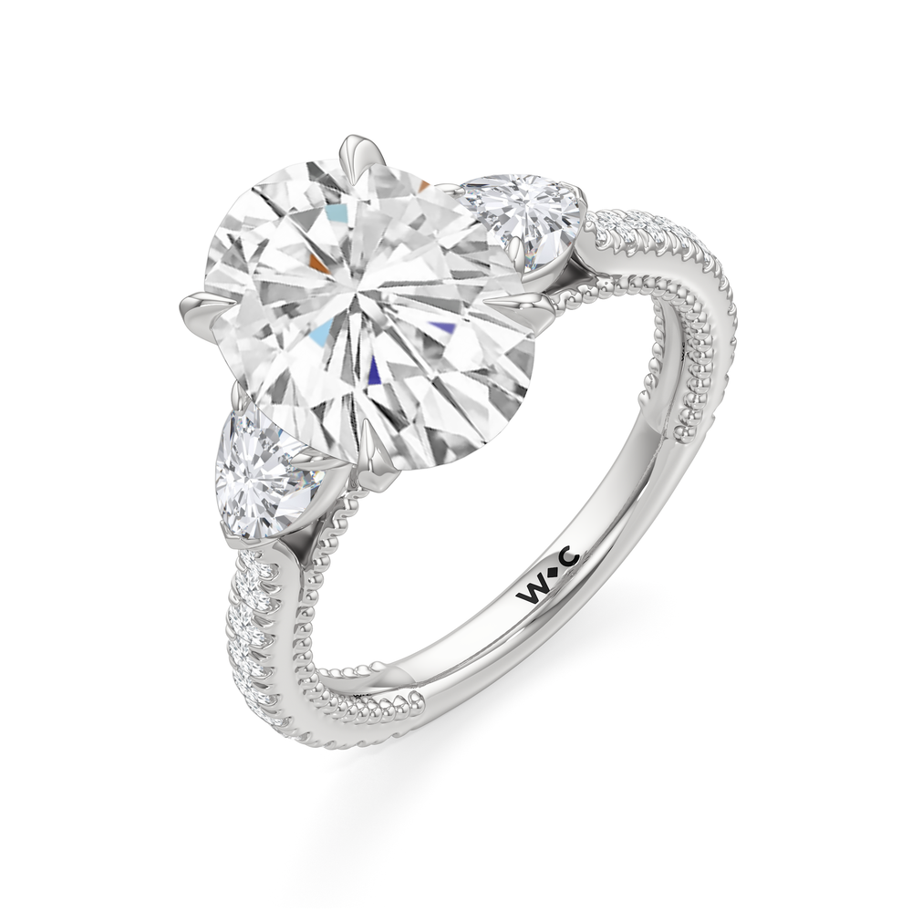Oval Cut The W Summit Engagement Ring with Lab Grown Diamond in 14KT Platinum view 7
