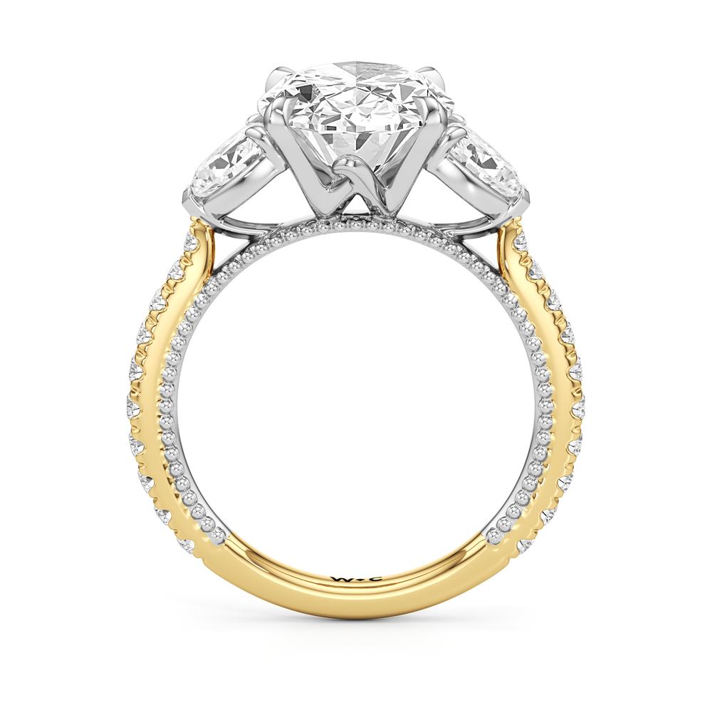 Oval Cut The W Summit Engagement Ring with Lab Grown Diamond in 14KT Yellow Gold & Platinum view 6
