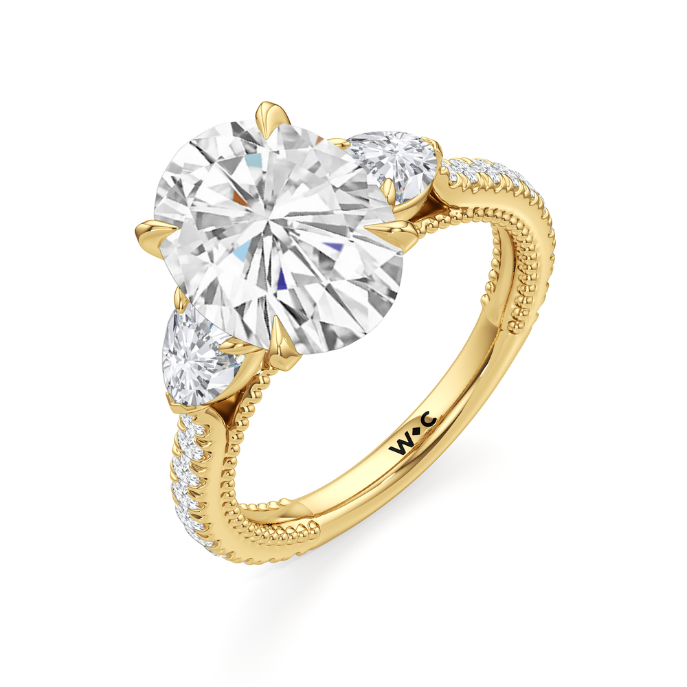 Oval Cut The W Summit Engagement Ring with Lab Grown Diamond in 14KT Yellow Gold view 7
